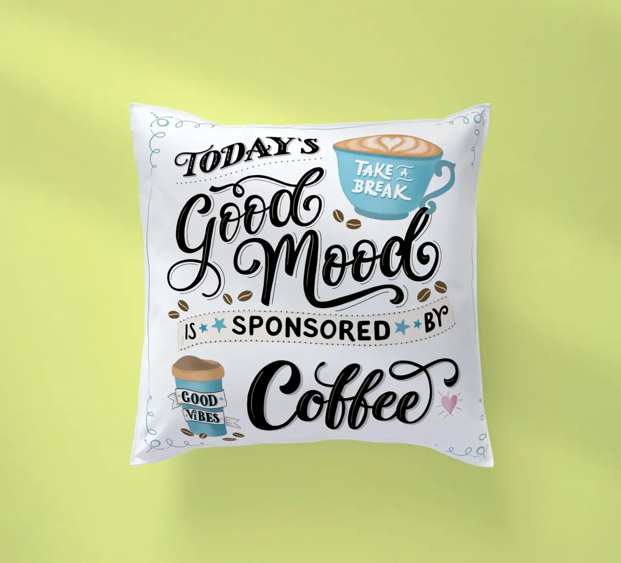 Kaffee. Zitat. Buon umore. Felicità. cuscino da CalliLetters