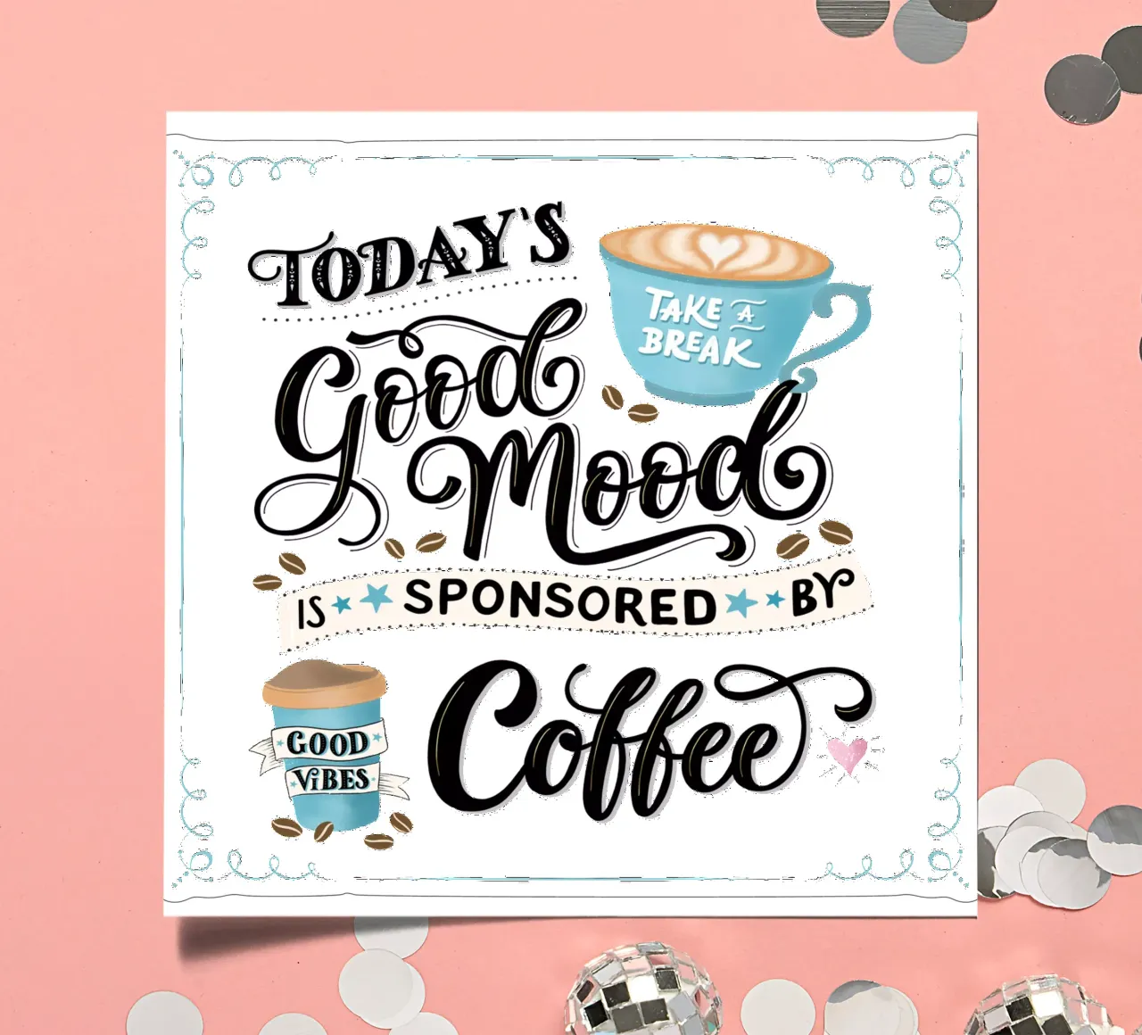 Kaffee. Zitat. Buon umore. Felicità. foglio adesivo da CalliLetters