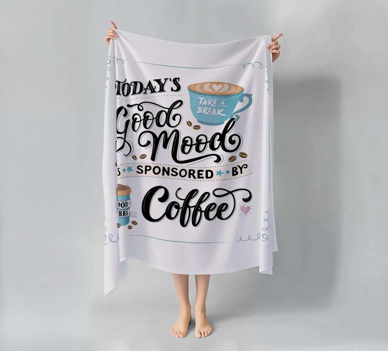 Kaffee. Zitat. Buon umore. Felicità. telo mare da CalliLetters