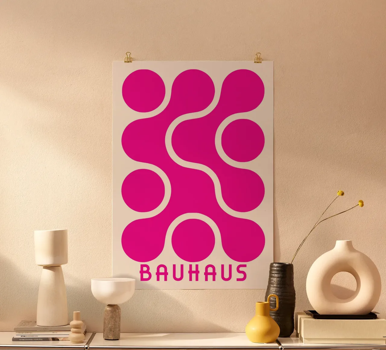 Roze Bauhaus Blobs Poster - Abstracte Metaball Kunst poster van Grungeo