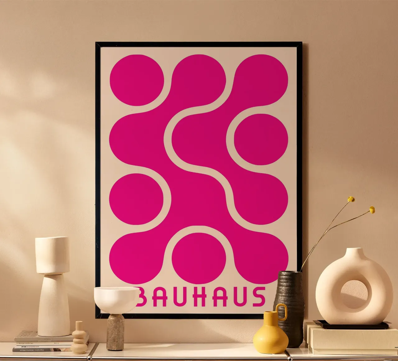 Roze Bauhaus Blobs Poster - Abstracte Metaball Kunst poster van Grungeo