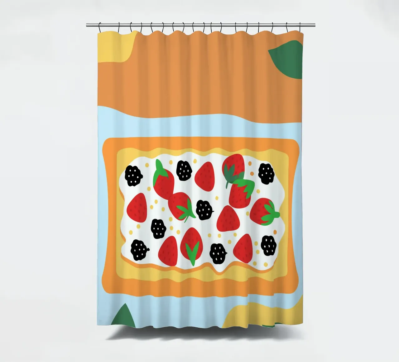 Torta crostata con copertura di fragole e more tenda da doccia da OFFICIAL FRUIT & VEGETABLES