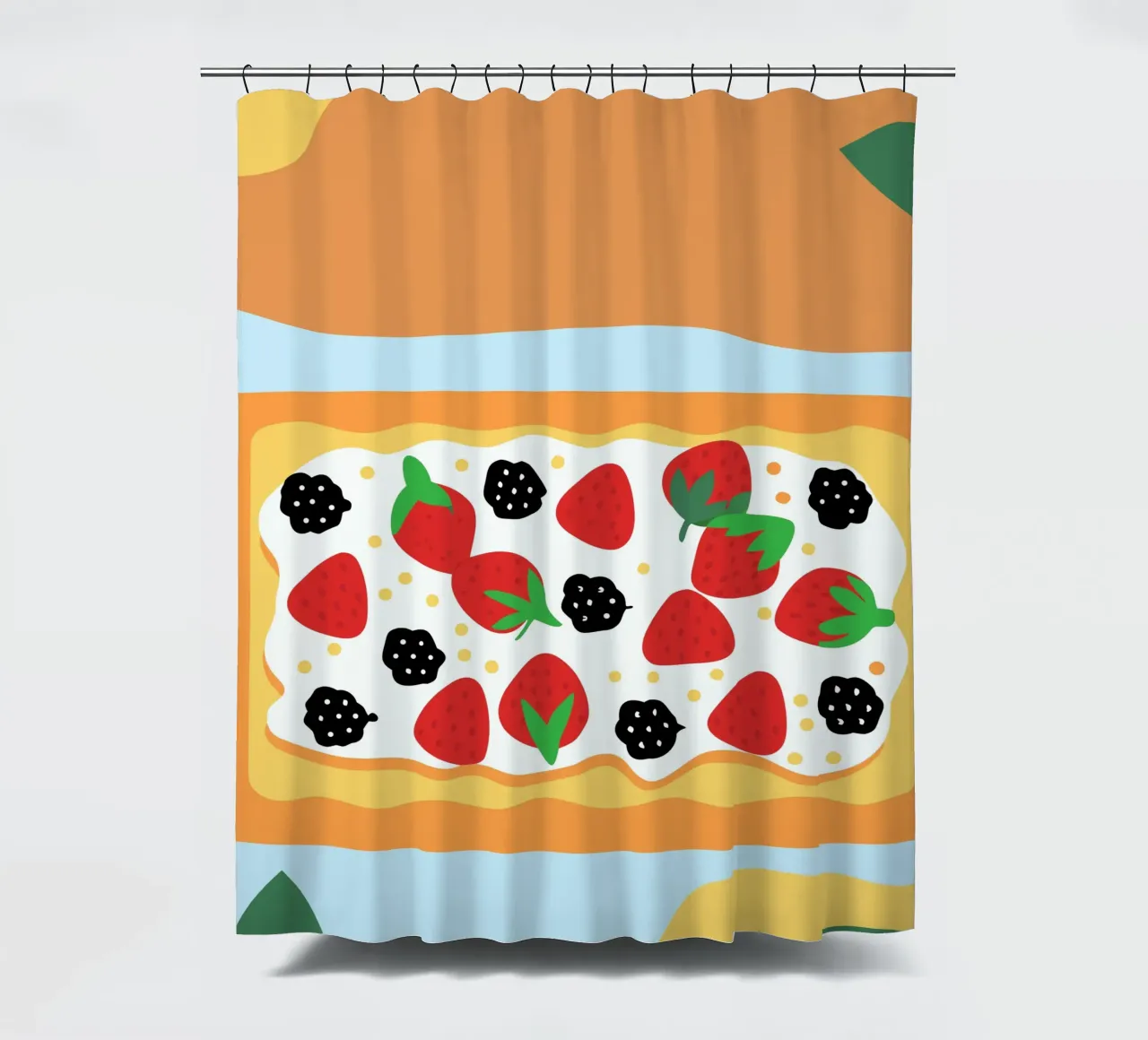 Torta crostata con copertura di fragole e more tenda da doccia da OFFICIAL FRUIT & VEGETABLES