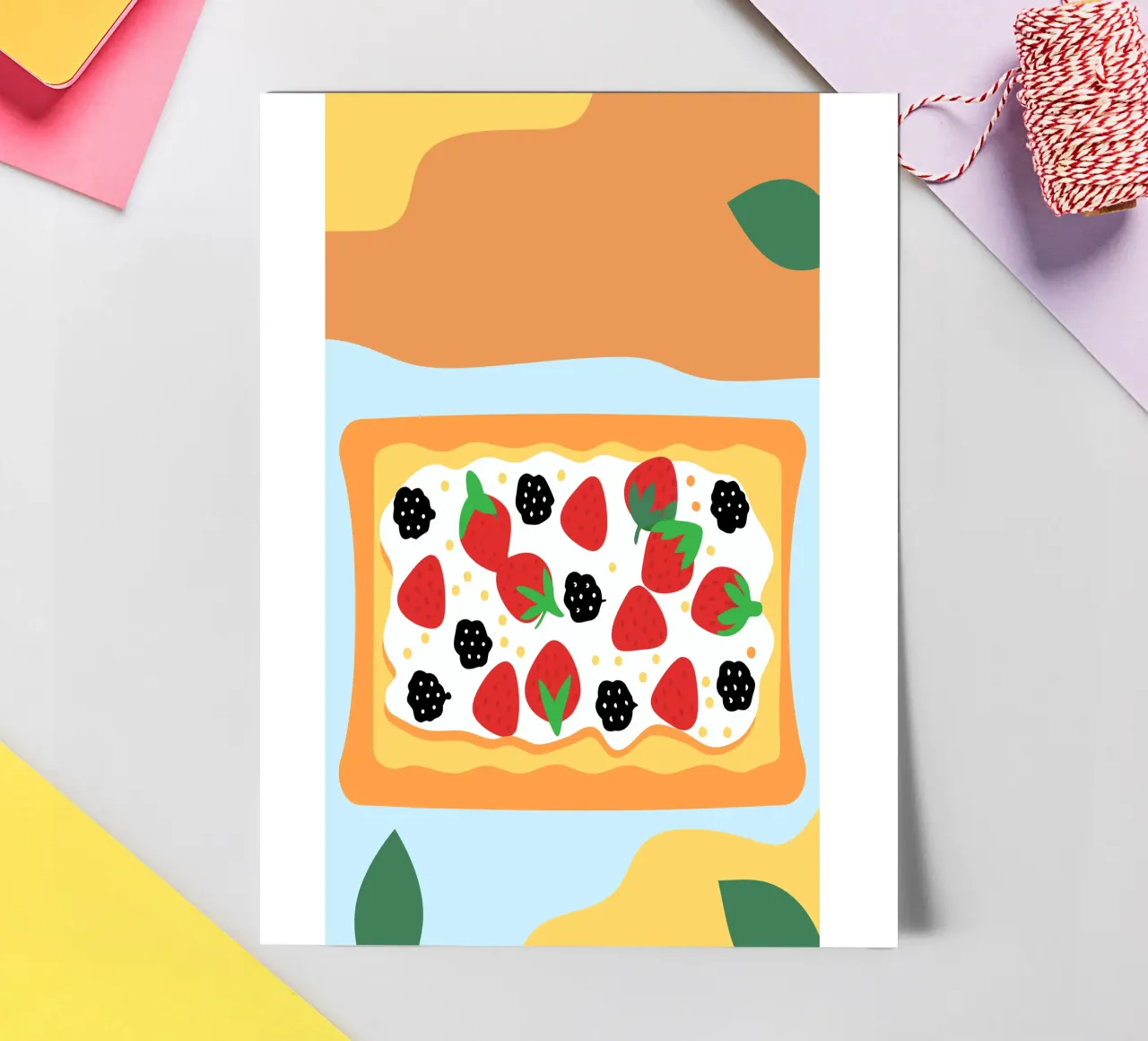 Torta crostata con copertura di fragole e more foglio adesivo da OFFICIAL FRUIT & VEGETABLES