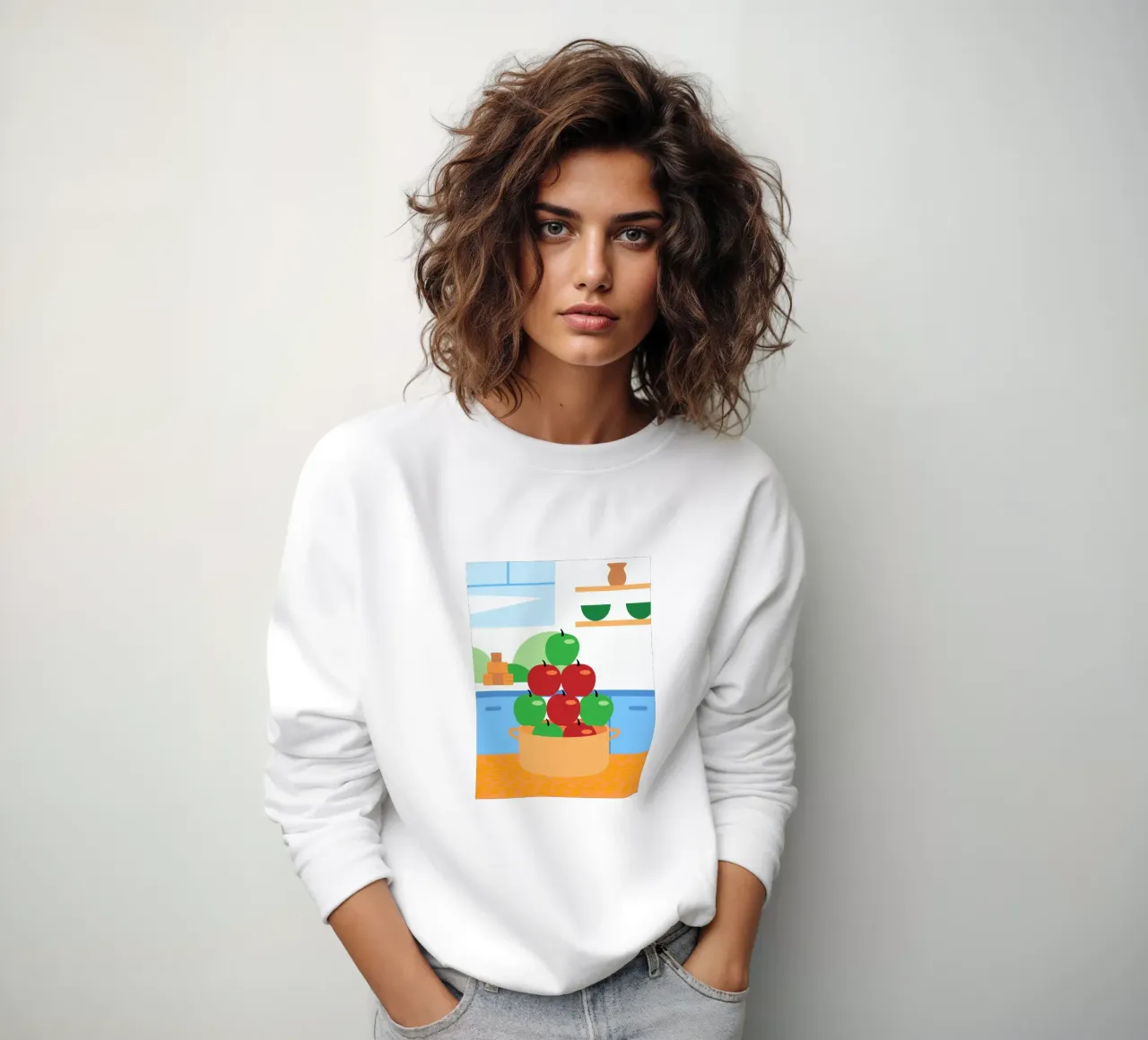 Manzanas rojas y verdes en una maceta sudadera de OFFICIAL FRUIT & VEGETABLES