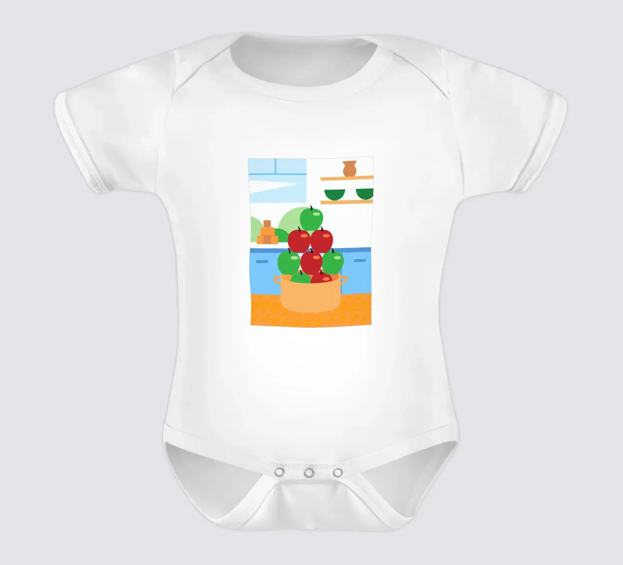 Mele rosse e verdi in vaso body neonato maniche corte da OFFICIAL FRUIT & VEGETABLES