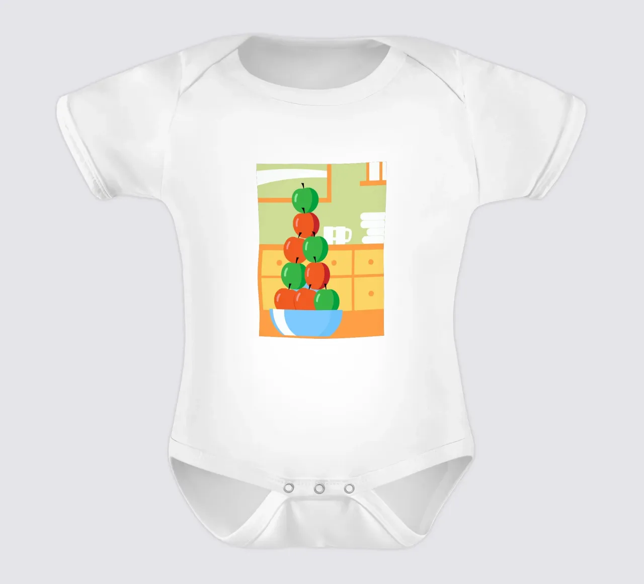 Mele rosse e verdi in una ciotola body neonato maniche corte da OFFICIAL FRUIT & VEGETABLES