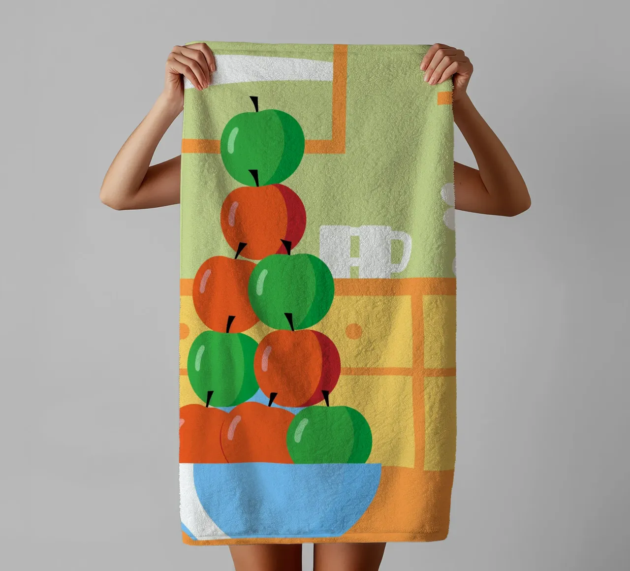 Red and Green Apples in a Bowl towel by OFFICIAL FRUIT & VEGETABLES