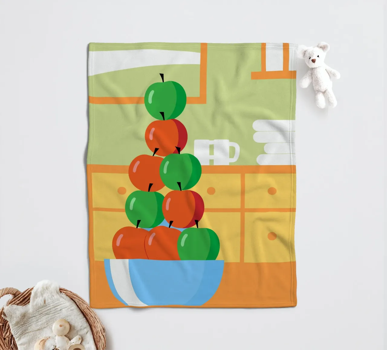 Mele rosse e verdi in una ciotola coperta in pile da OFFICIAL FRUIT & VEGETABLES