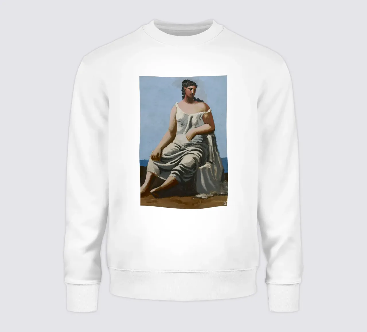dipinto di una bella donna in abito bianco felpa da eternal nino