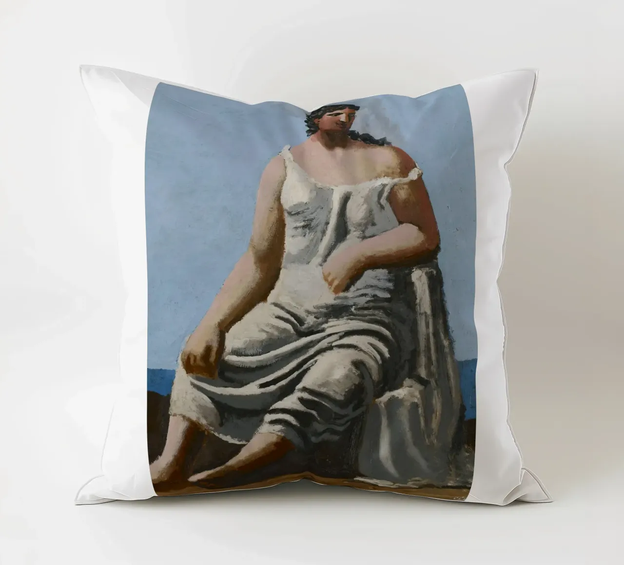 dipinto di una bella donna in abito bianco cuscino da eternal nino