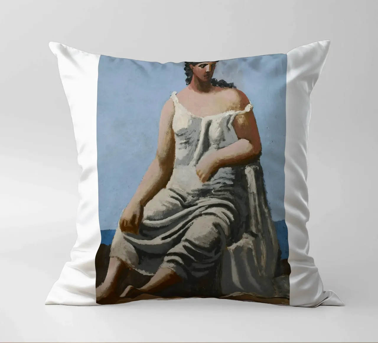 dipinto di una bella donna in abito bianco cuscino da eternal nino
