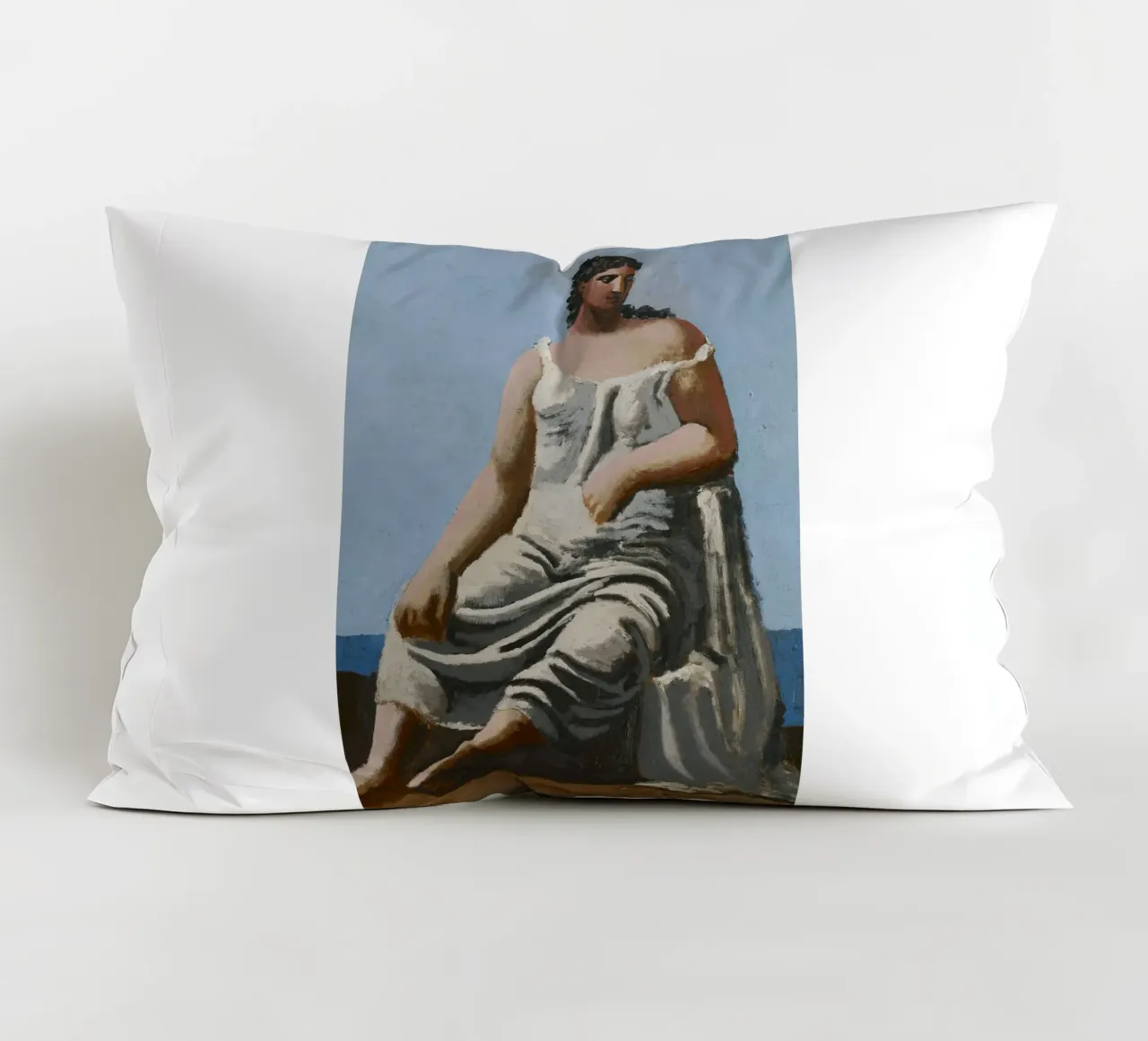 dipinto di una bella donna in abito bianco cuscino da eternal nino