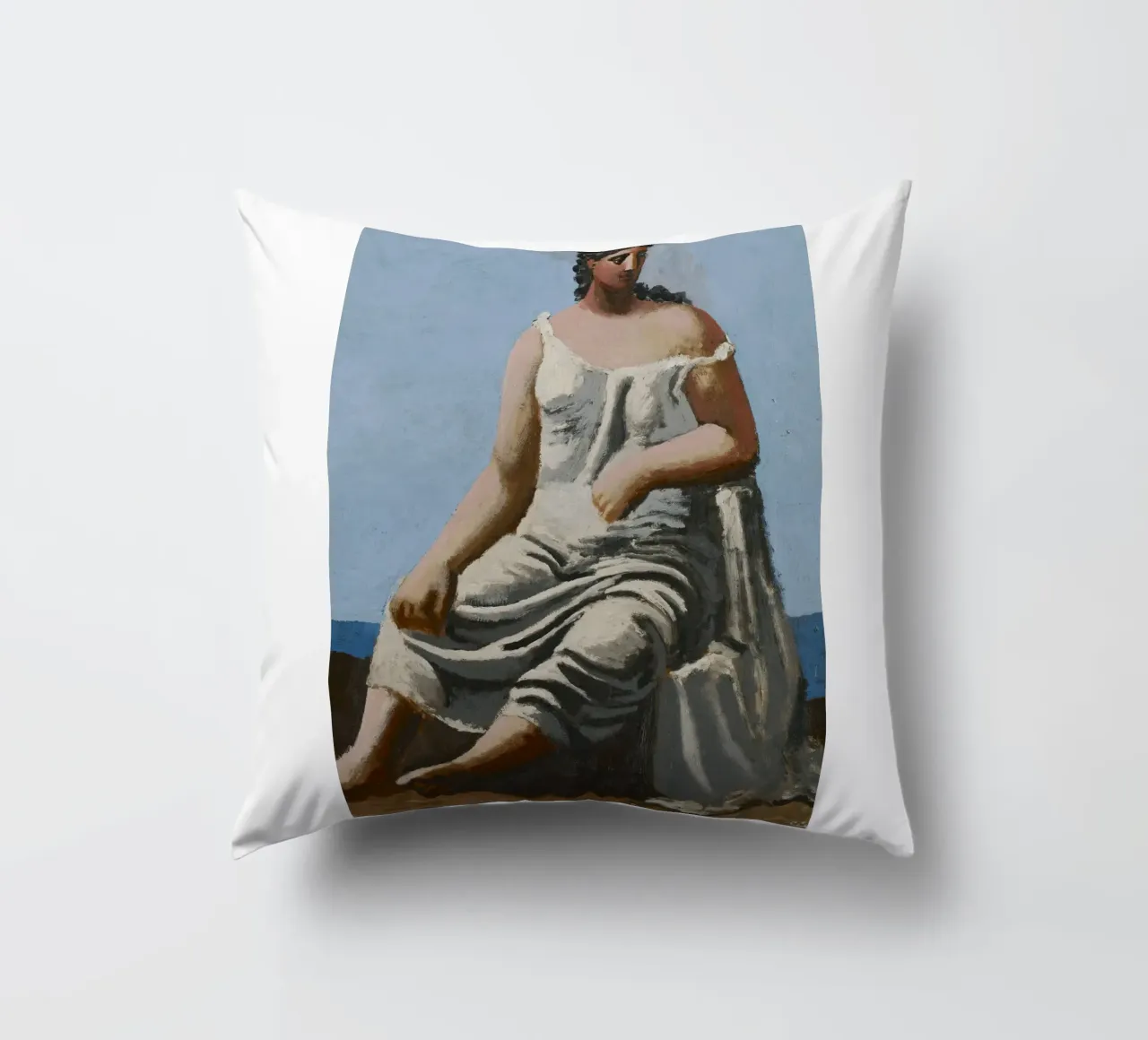 dipinto di una bella donna in abito bianco cuscino da eternal nino