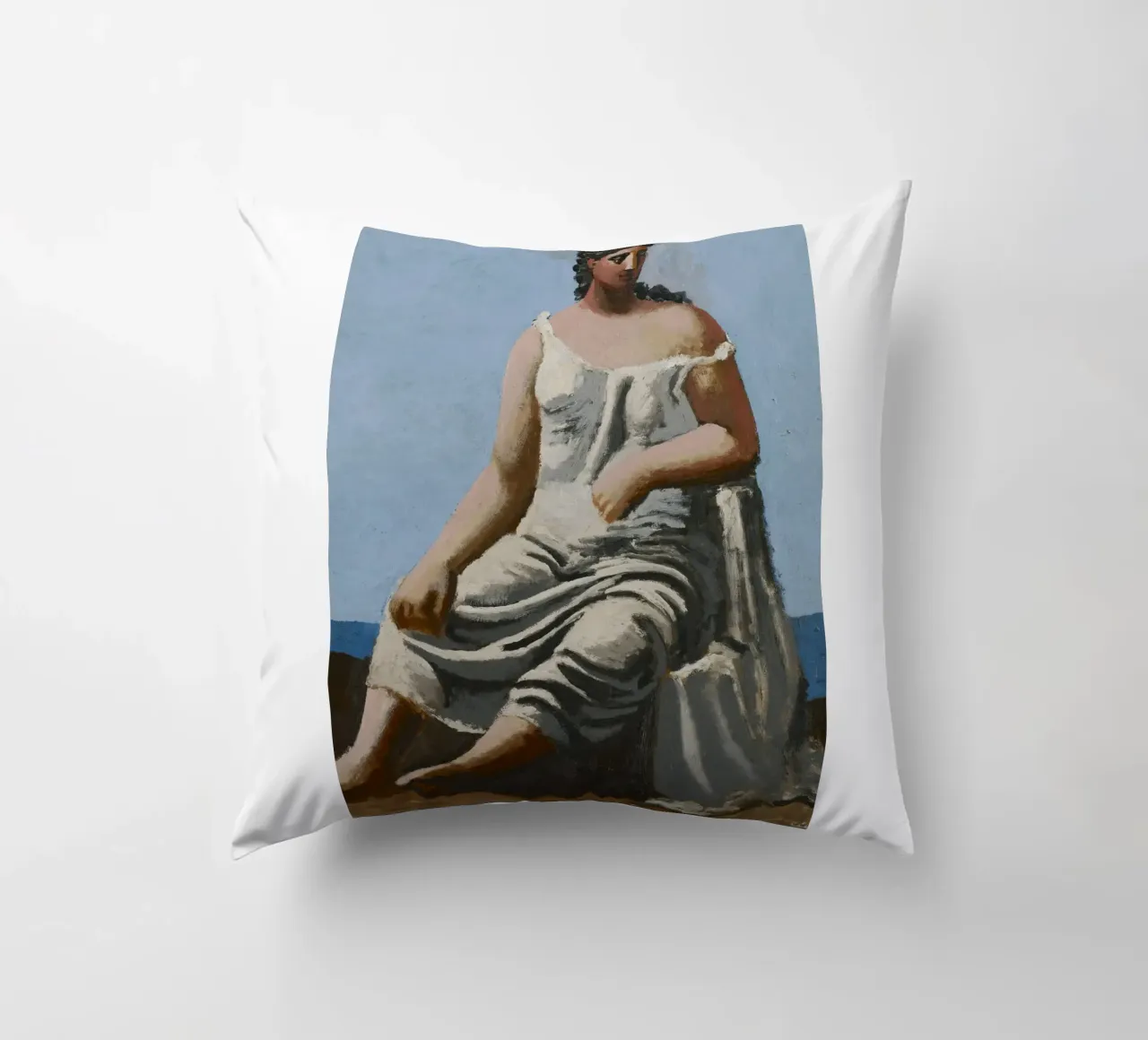 dipinto di una bella donna in abito bianco cuscino da eternal nino