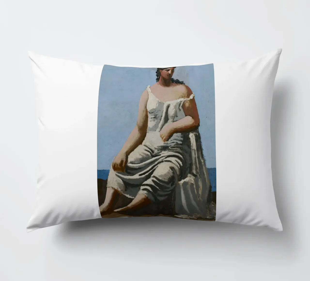 dipinto di una bella donna in abito bianco cuscino da eternal nino