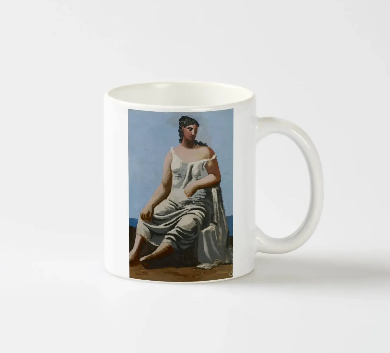 dipinto di una bella donna in abito bianco tazza in ceramica da eternal nino