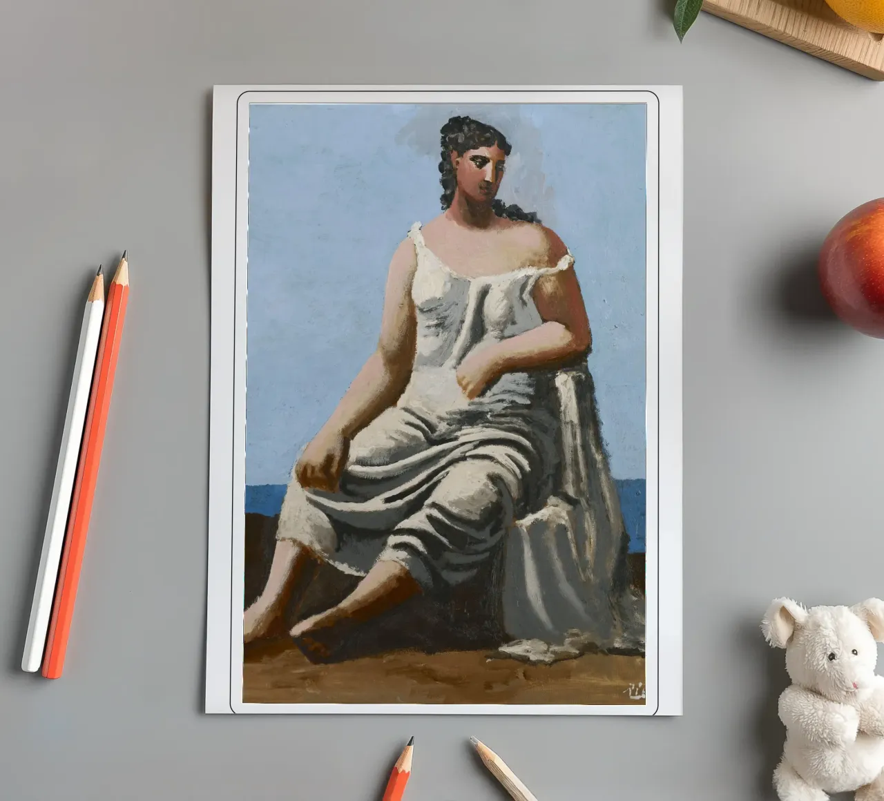 Gemälde einer schönen Frau in einem weißen Kleid Stickerbogen von eternal nino