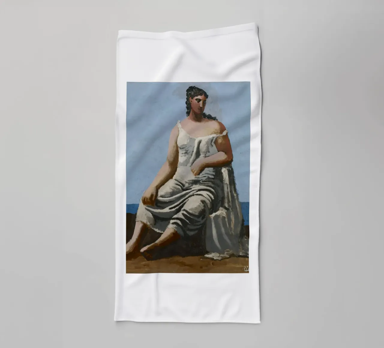 Gemälde einer schönen Frau in einem weißen Kleid Handtuch von eternal nino