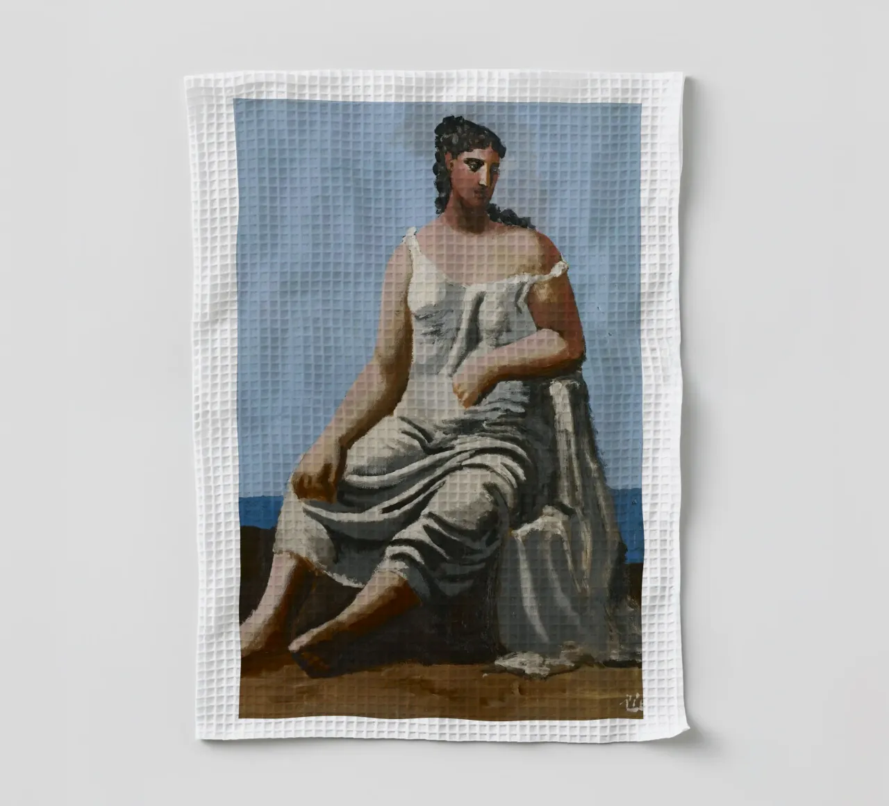 dipinto di una bella donna in abito bianco canovaccio da cucina da eternal nino