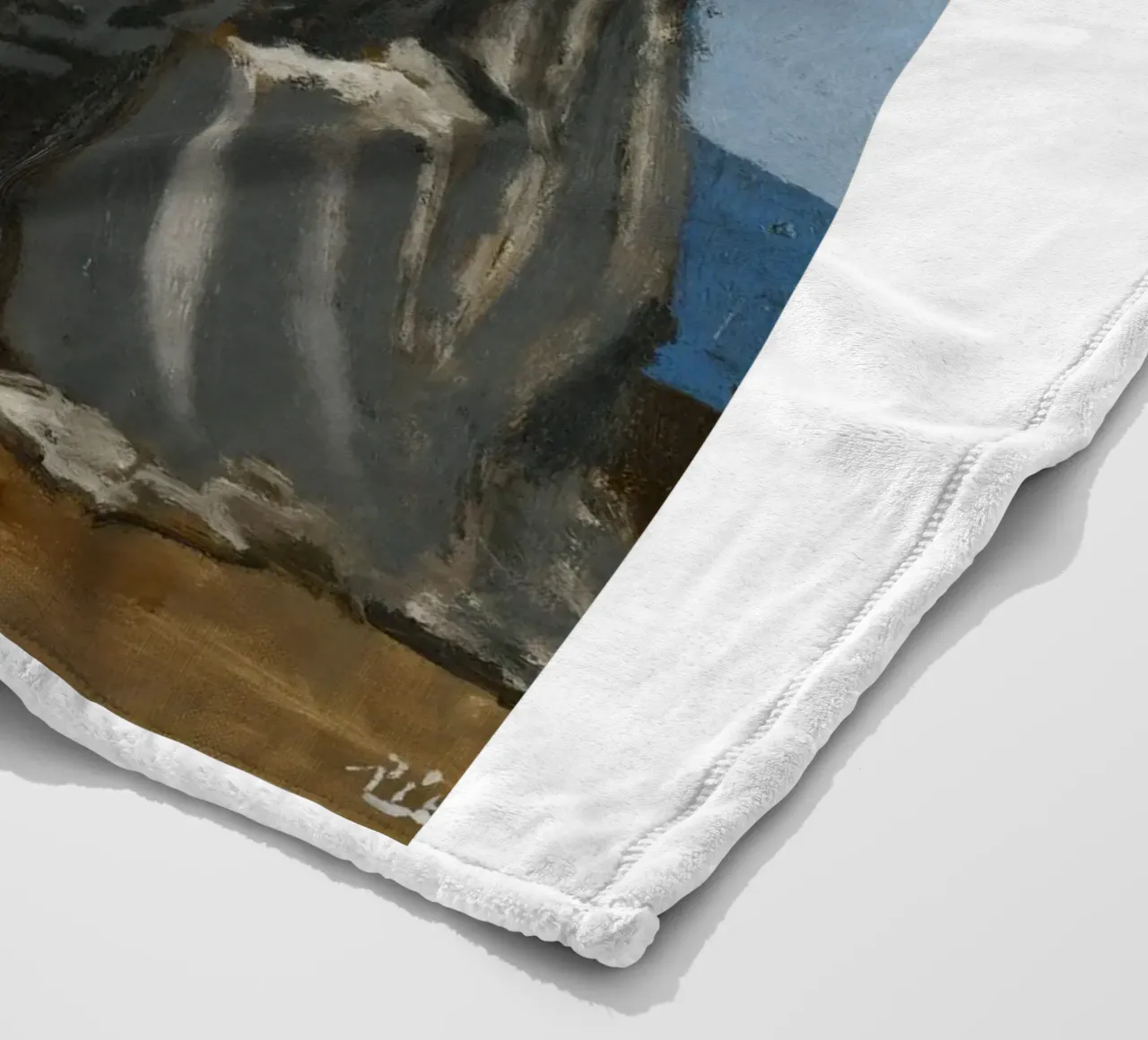 dipinto di una bella donna in abito bianco coperta in pile da eternal nino