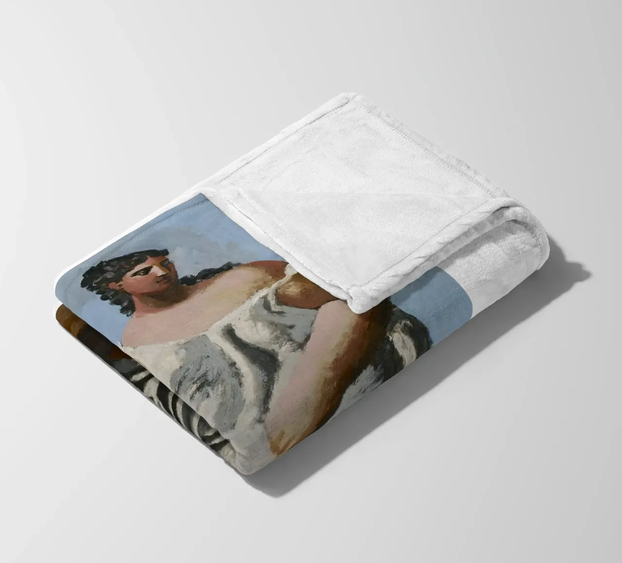 dipinto di una bella donna in abito bianco coperta in pile da eternal nino