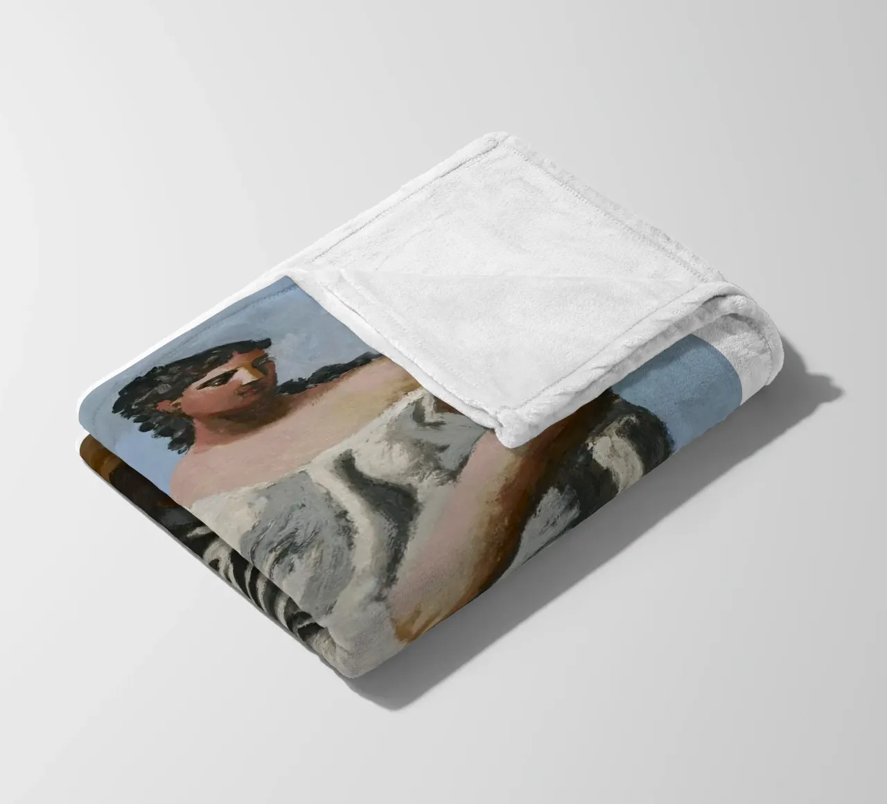 dipinto di una bella donna in abito bianco coperta in pile da eternal nino