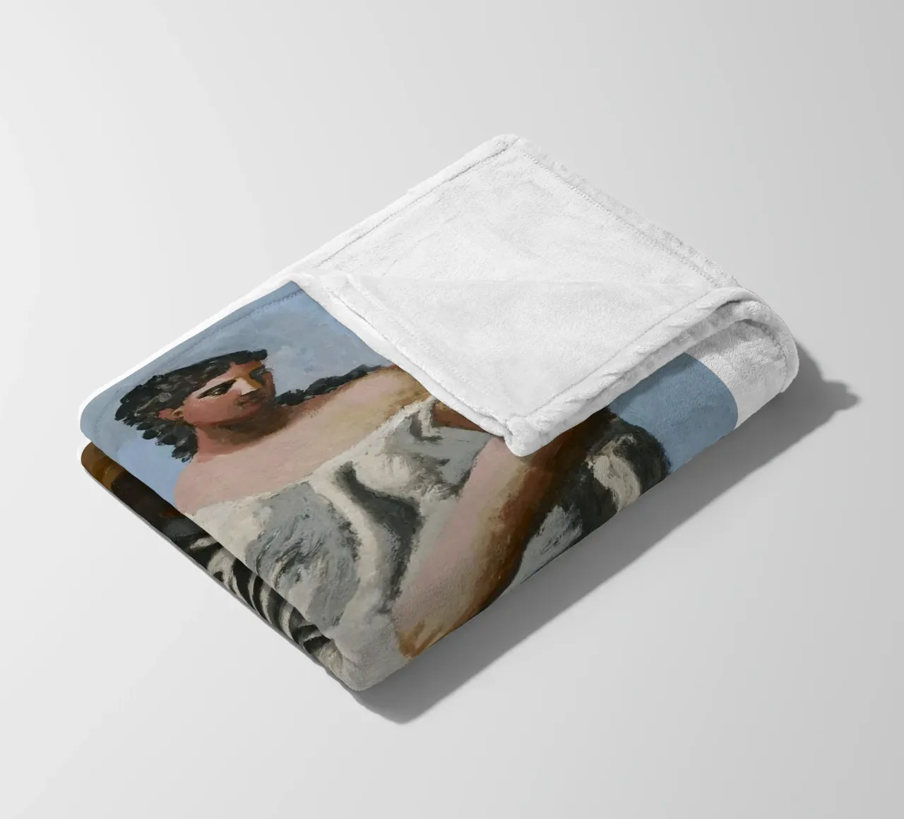 dipinto di una bella donna in abito bianco coperta in pile da eternal nino