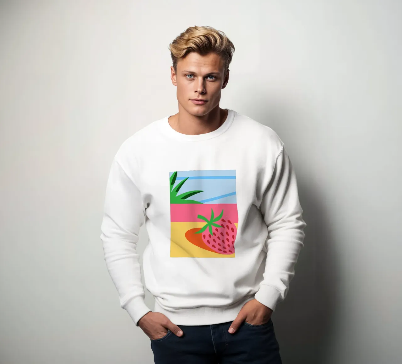 Fragola rosa con foglie verdi felpa da OFFICIAL FRUIT & VEGETABLES
