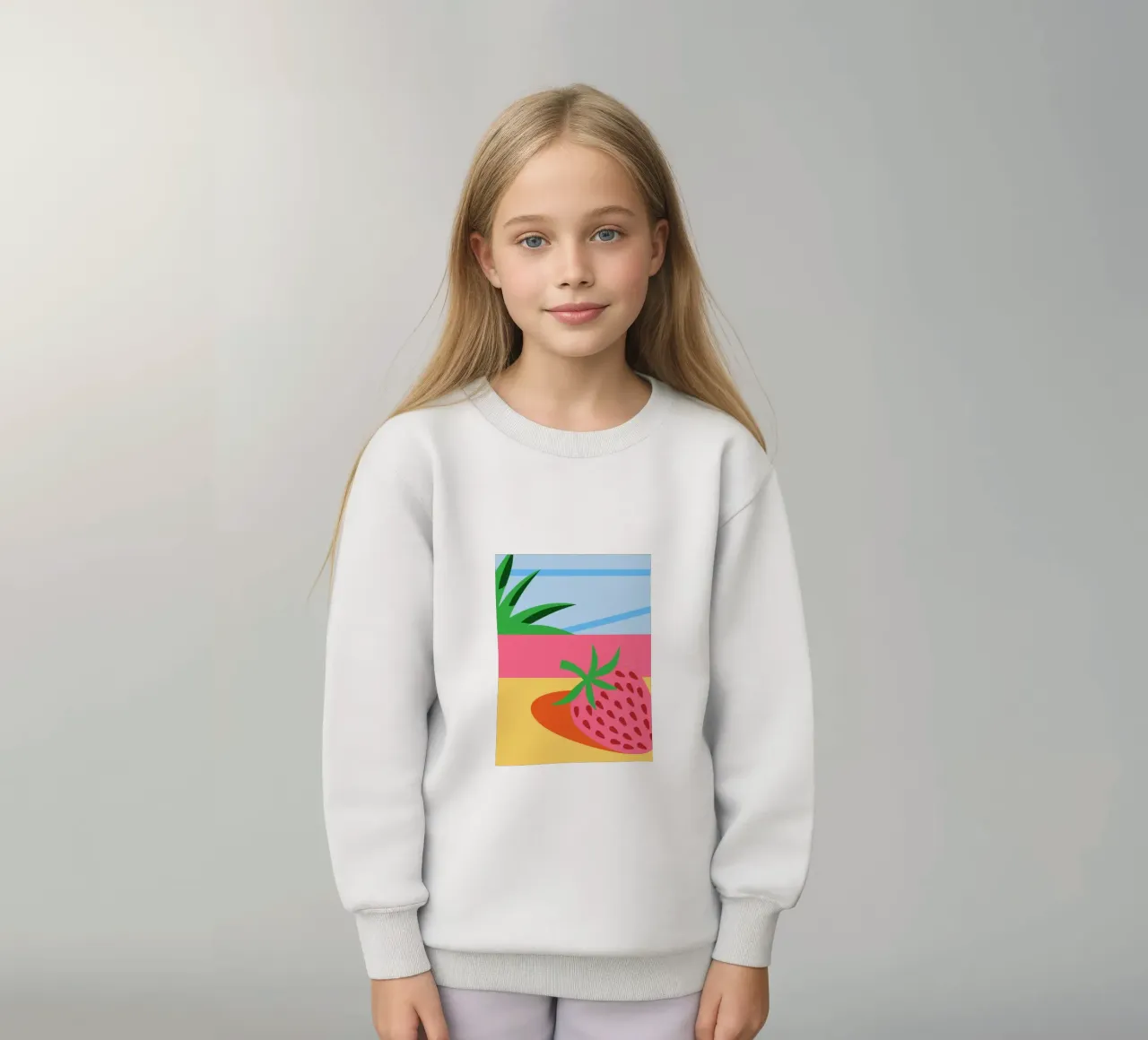 Fragola rosa con foglie verdi felpa bambino da OFFICIAL FRUIT & VEGETABLES