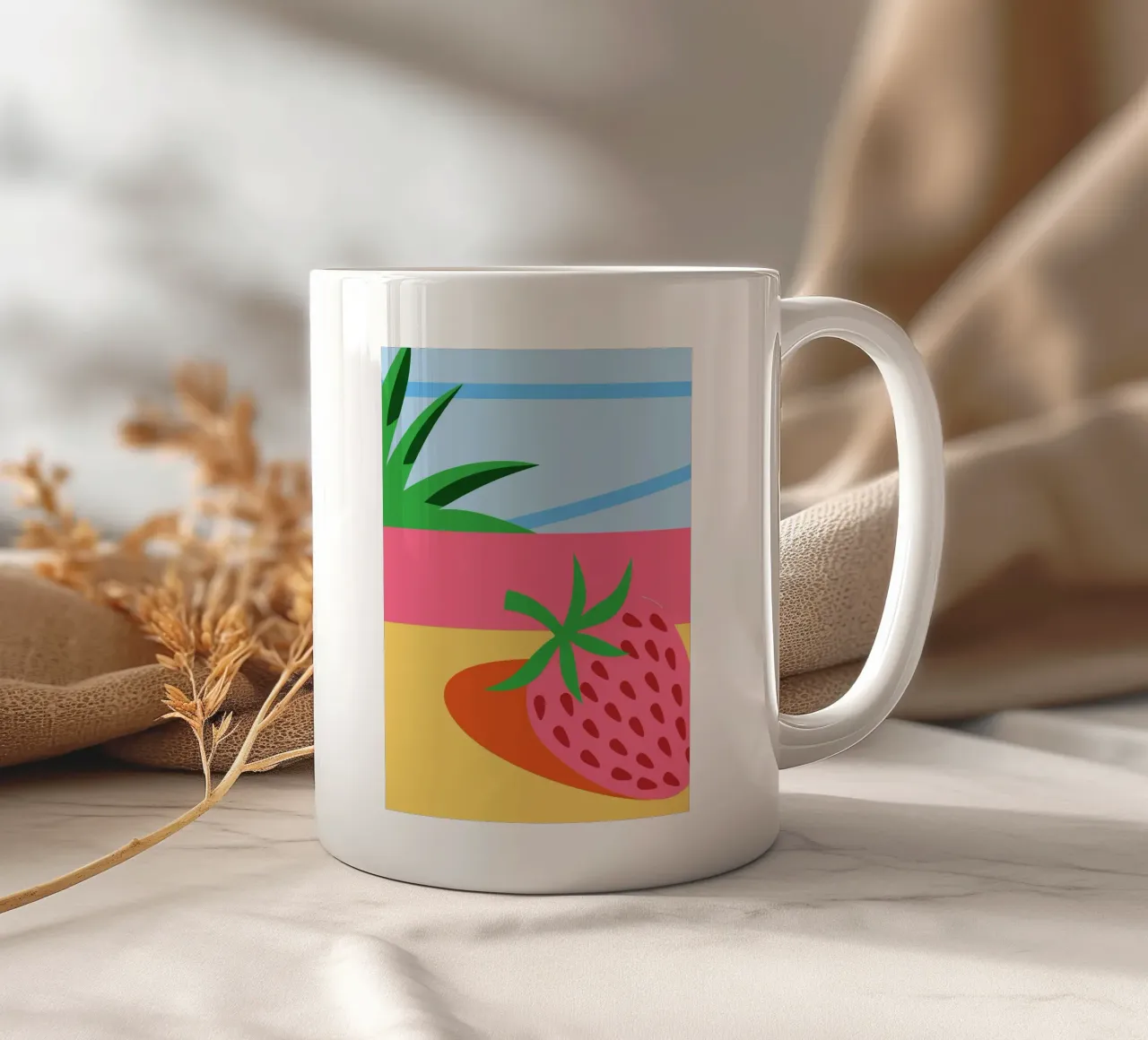 Fragola rosa con foglie verdi tazza in ceramica da OFFICIAL FRUIT & VEGETABLES