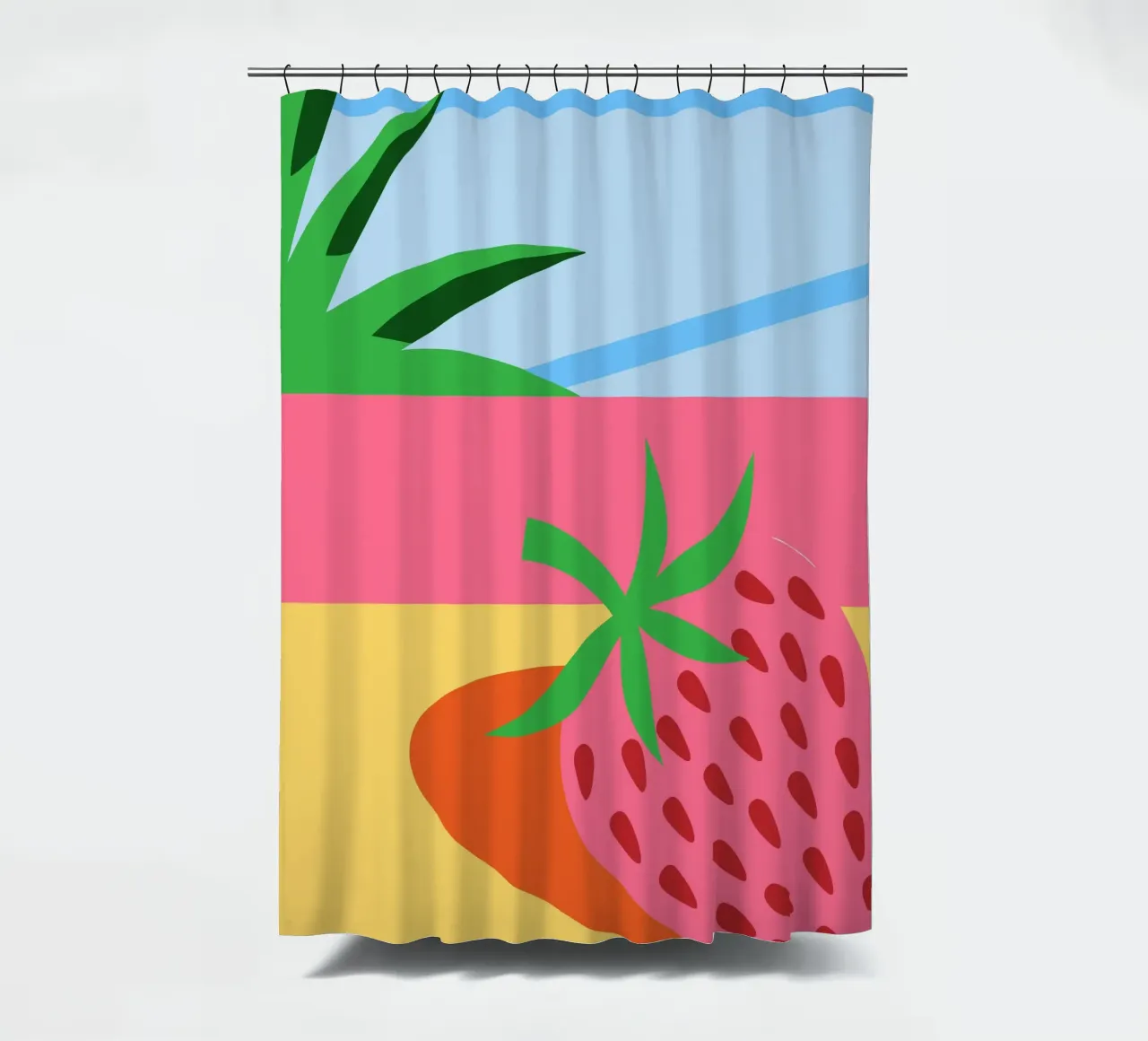 Fragola rosa con foglie verdi tenda da doccia da OFFICIAL FRUIT & VEGETABLES