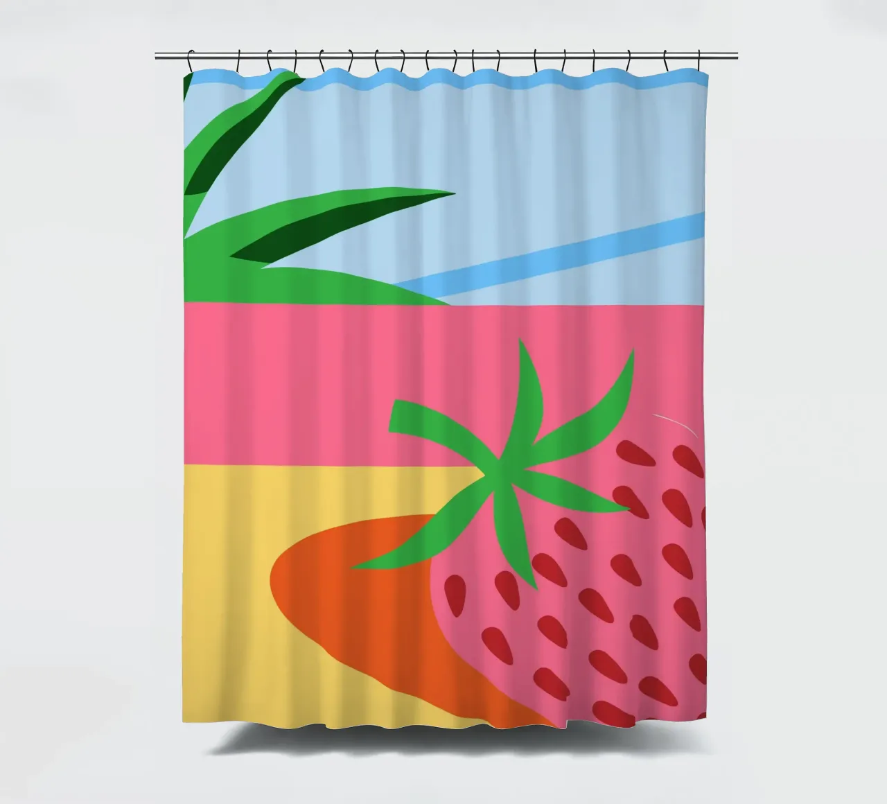 Fragola rosa con foglie verdi tenda da doccia da OFFICIAL FRUIT & VEGETABLES
