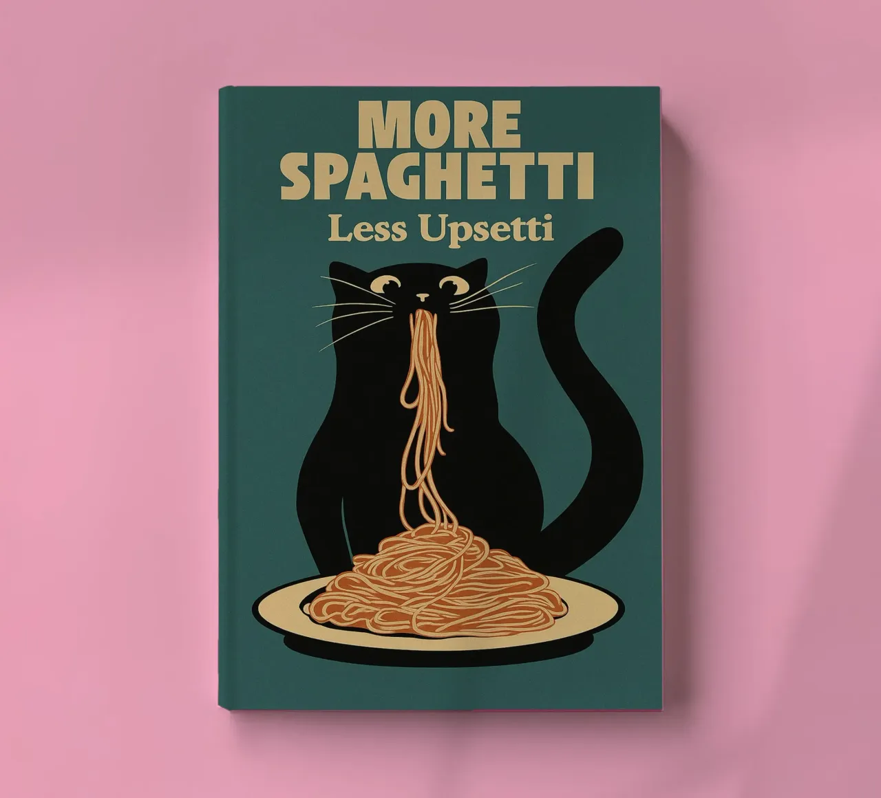 cat more sphagetti less upsetti notebook by Botania