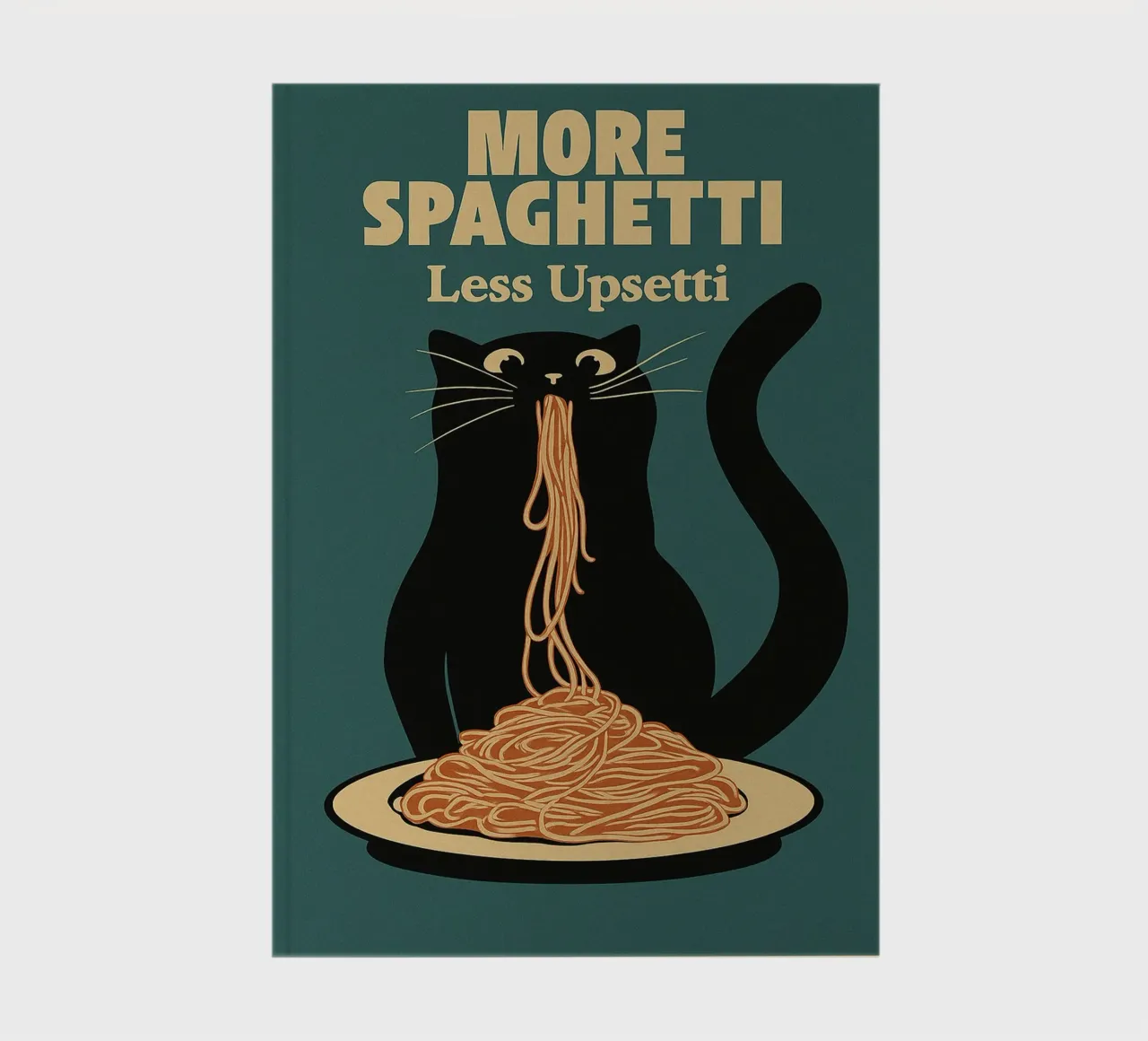 cat more sphagetti less upsetti notebook by Botania