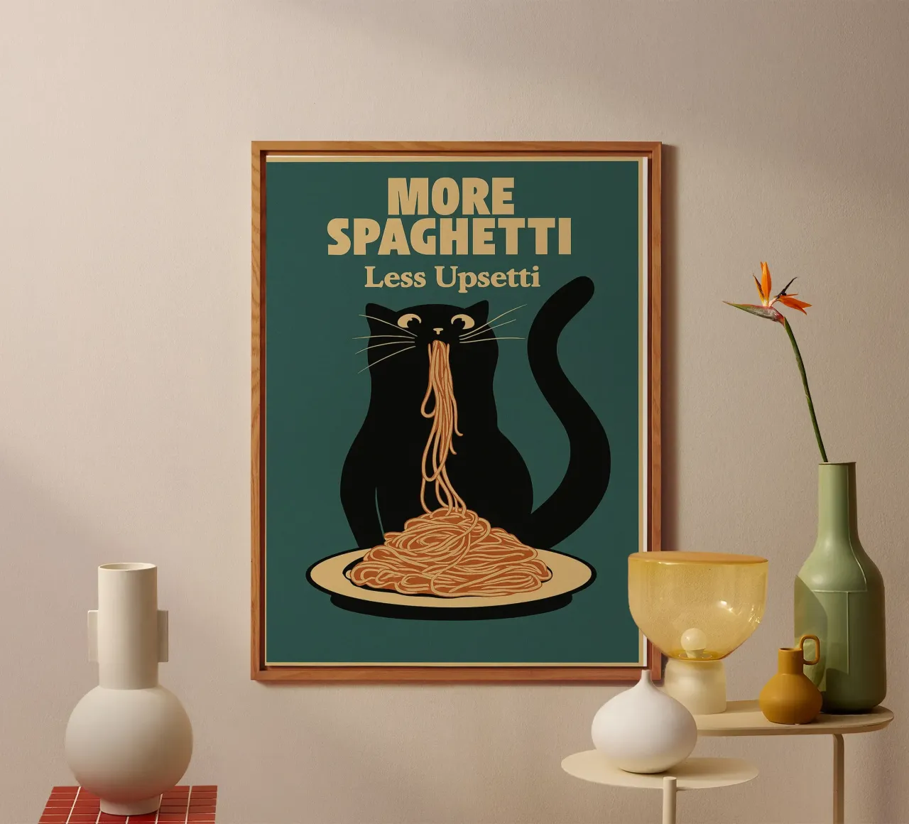 gatto più sphagetti meno upsetti alluminio dibond da Botania