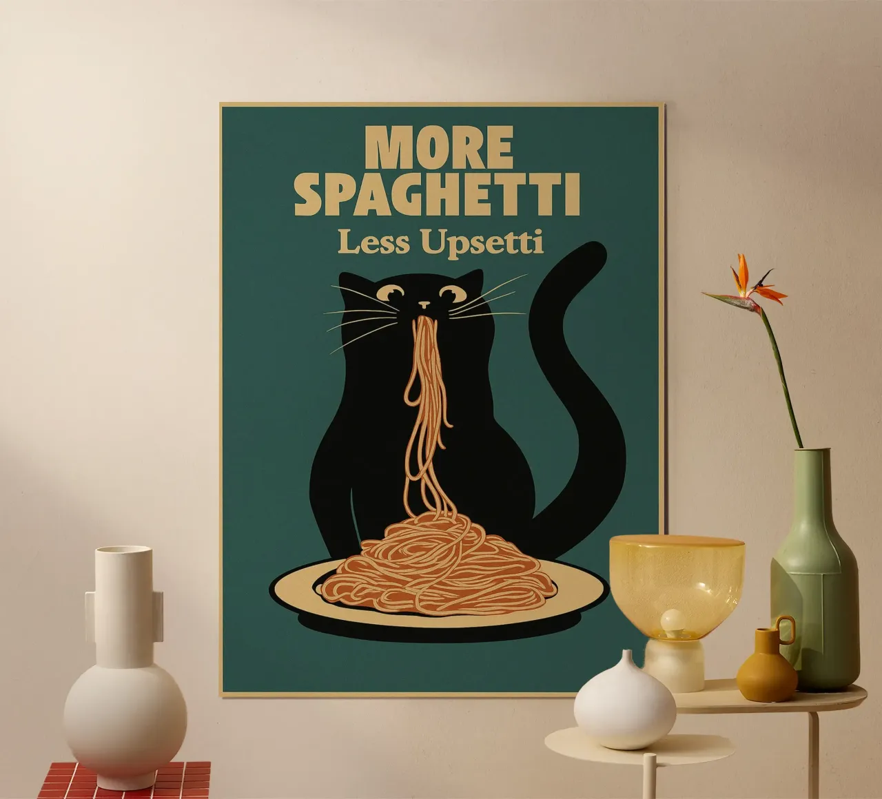 gatto più sphagetti meno upsetti carta hahnemühle da Botania