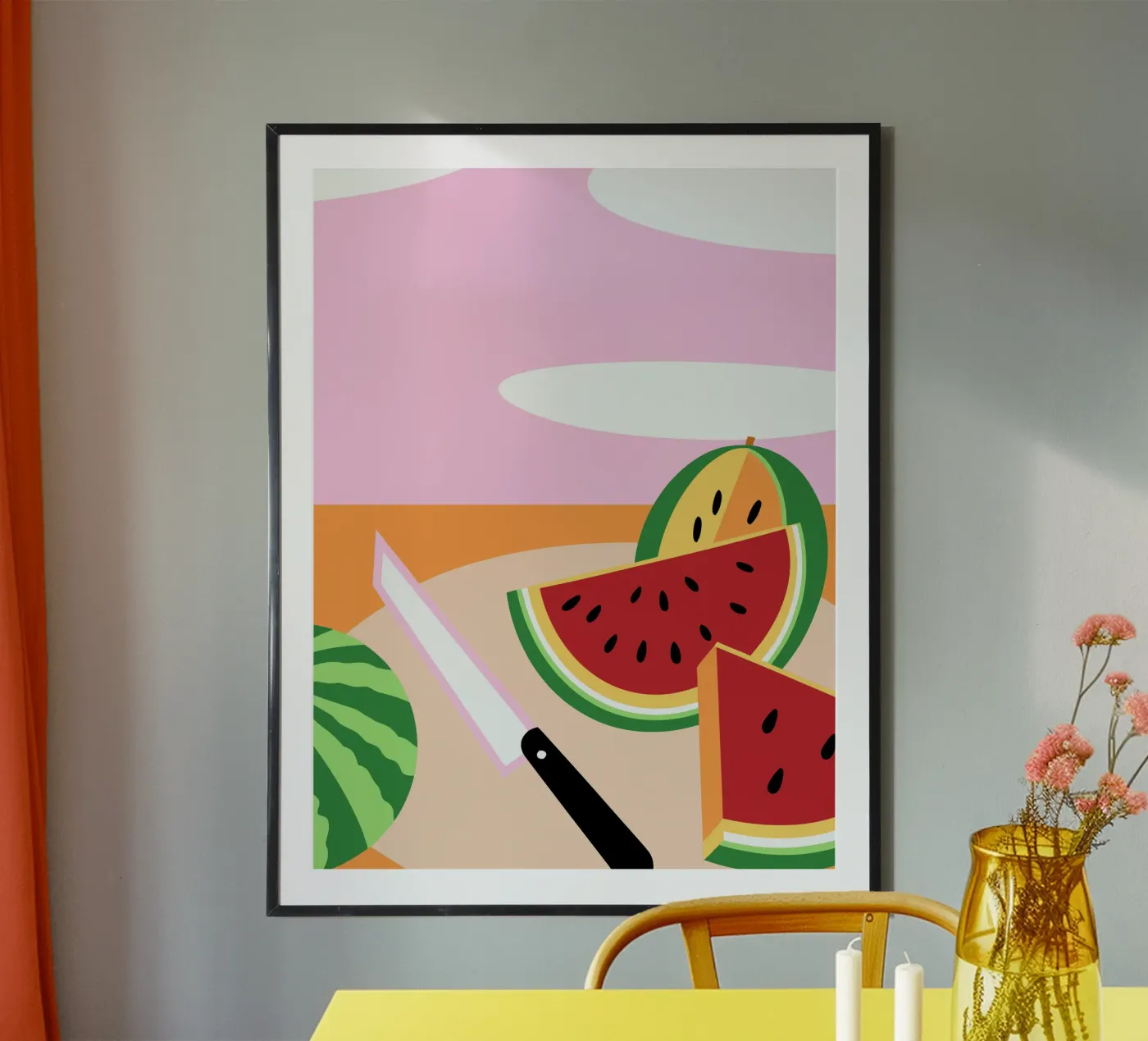 Pastèque avec couteau poster de OFFICIAL FRUIT & VEGETABLES