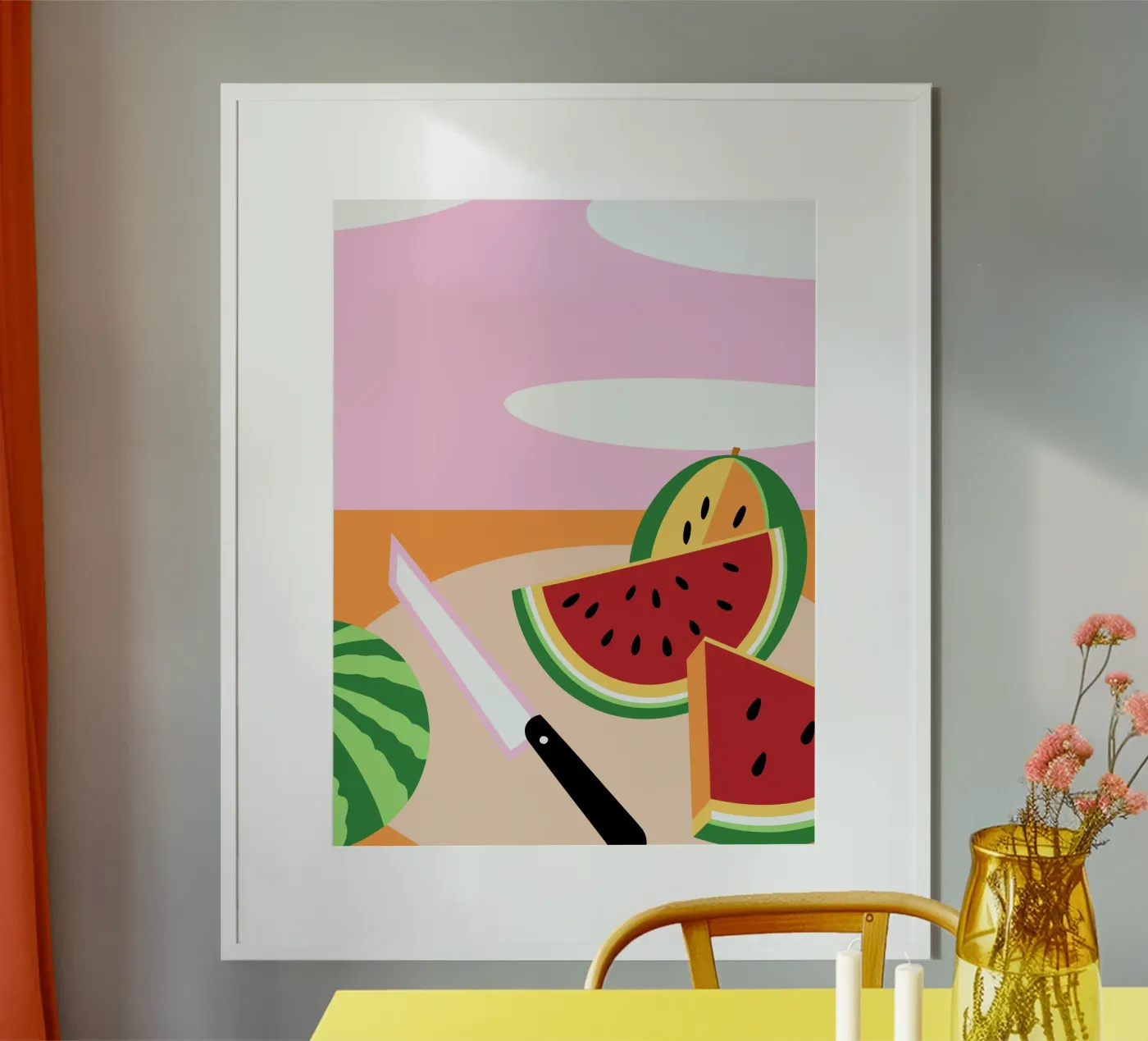 Pastèque avec couteau poster de OFFICIAL FRUIT & VEGETABLES