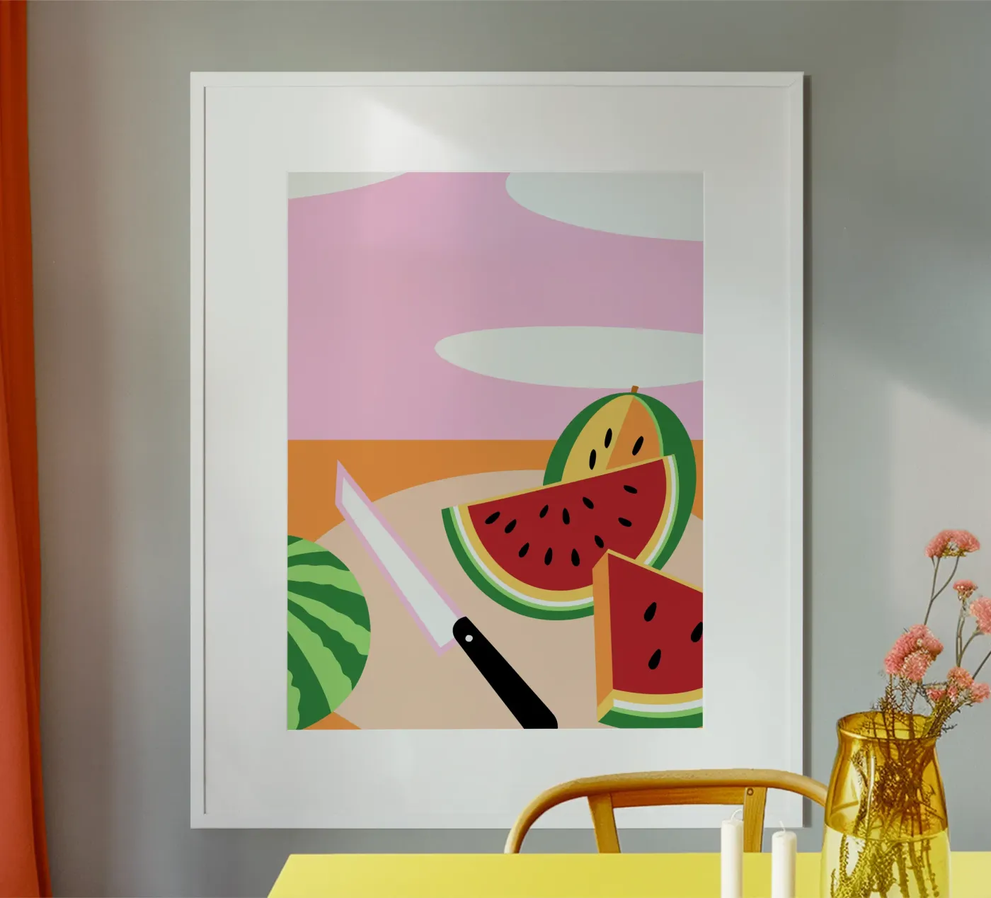 Pastèque avec couteau poster de OFFICIAL FRUIT & VEGETABLES