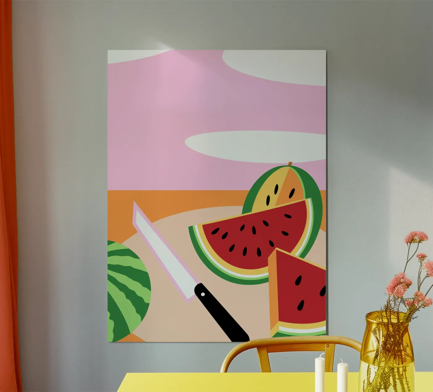 Pastèque avec couteau poster de OFFICIAL FRUIT & VEGETABLES