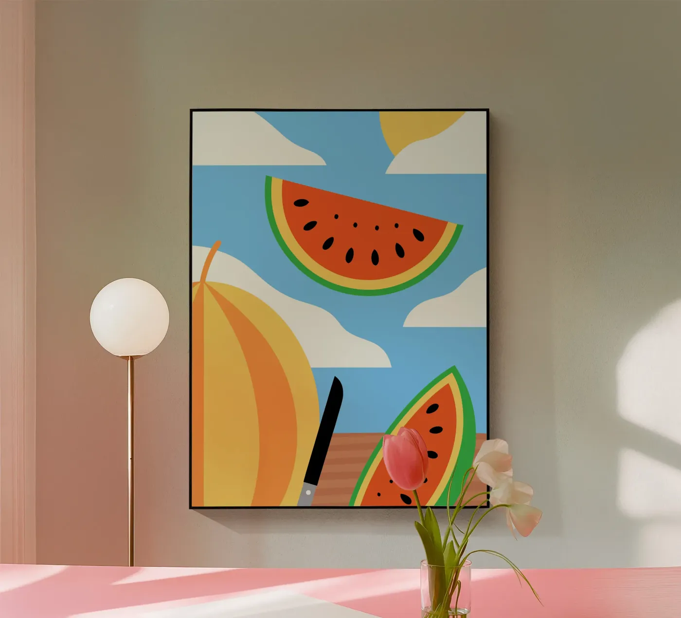 Watermelon with Knife plexiglas de OFFICIAL FRUIT & VEGETABLES