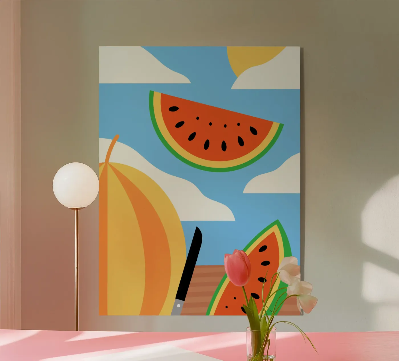 Watermelon with Knife plexiglas de OFFICIAL FRUIT & VEGETABLES