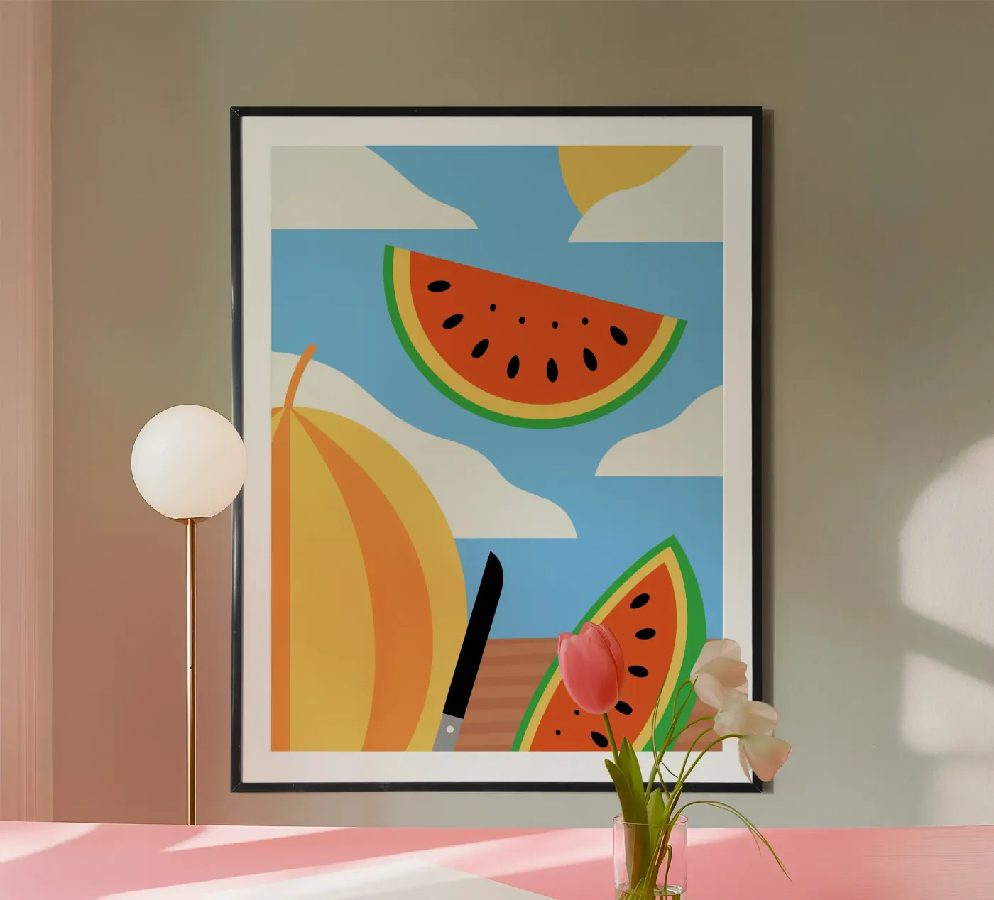 Pastèque avec couteau poster de OFFICIAL FRUIT & VEGETABLES