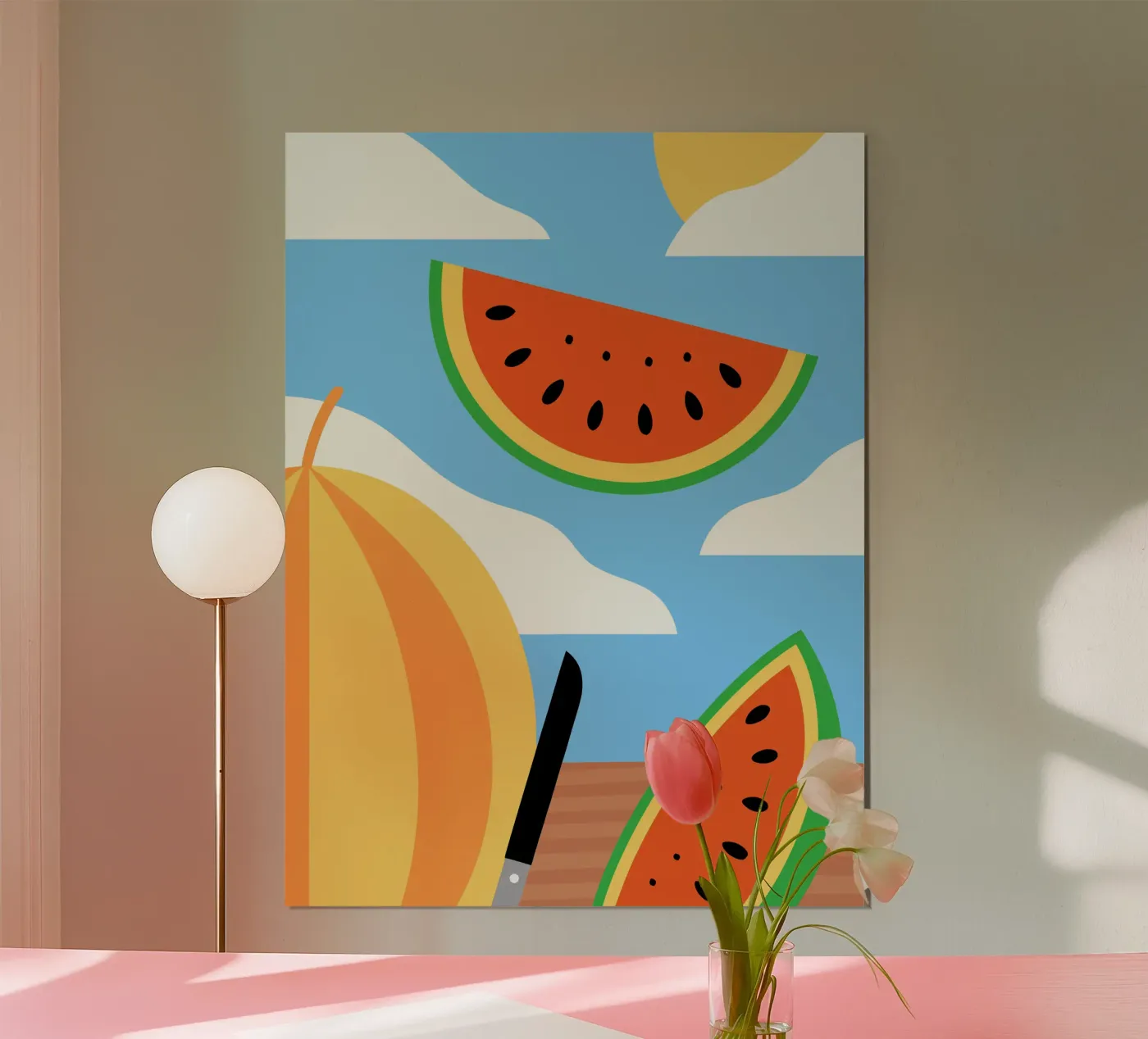 Pastèque avec couteau poster de OFFICIAL FRUIT & VEGETABLES