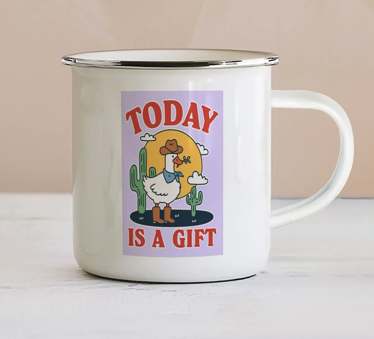 Oggi è un regalo divertente per l'oca tazza in smalto da Botania