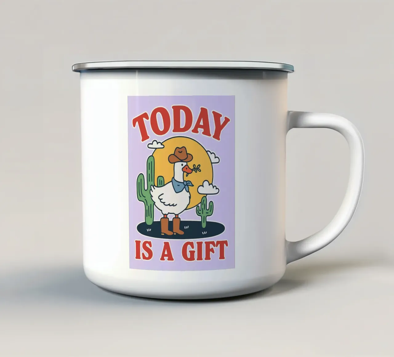 Oggi è un regalo divertente per l'oca tazza in smalto da Botania