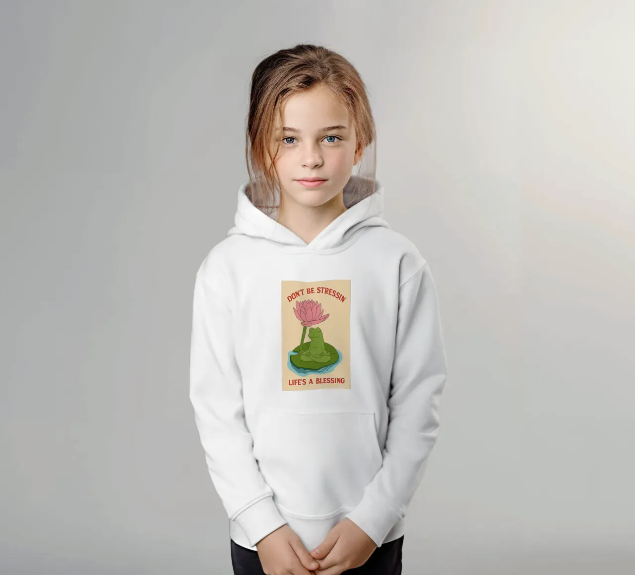 non essere stressato la vita è una benedizione felpa bambino con cappuccio da Botania
