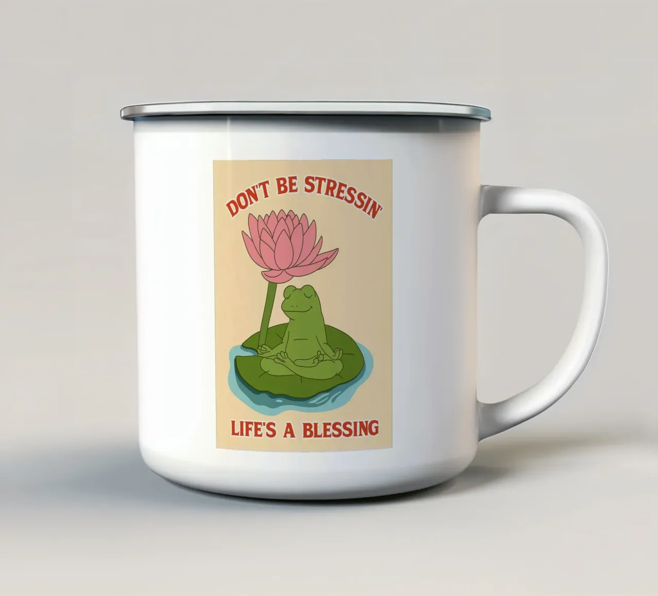 non essere stressato la vita è una benedizione tazza in smalto da Botania