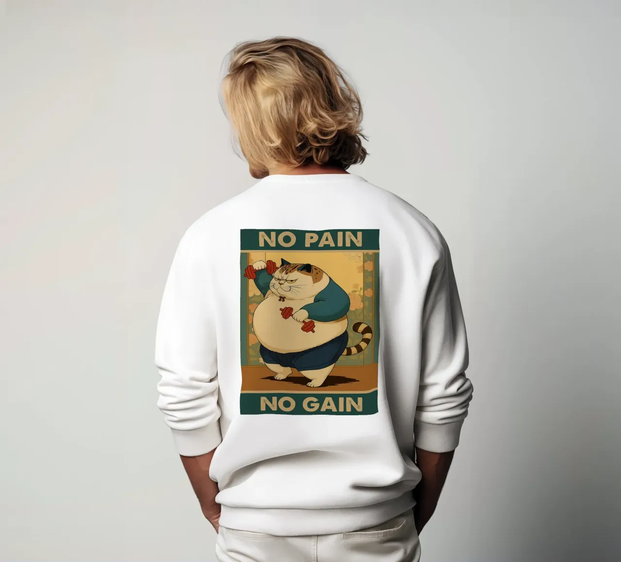 nessun dolore nessun guadagno gatto grasso felpa da Botania
